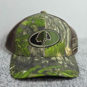 Mossy Oak Logo Structured Camo Brown Meshback Snapback Cap Hat NWT Hunting Flag